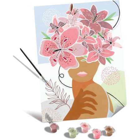 Pictura pe numere Tablou Canvas femeie cu flori in cap